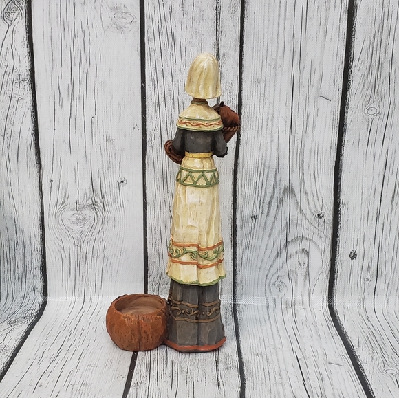 Harvest Time Hand Painted Resin Pilgrim Figurines Tealight Candle Holder - Picture 2 of 8